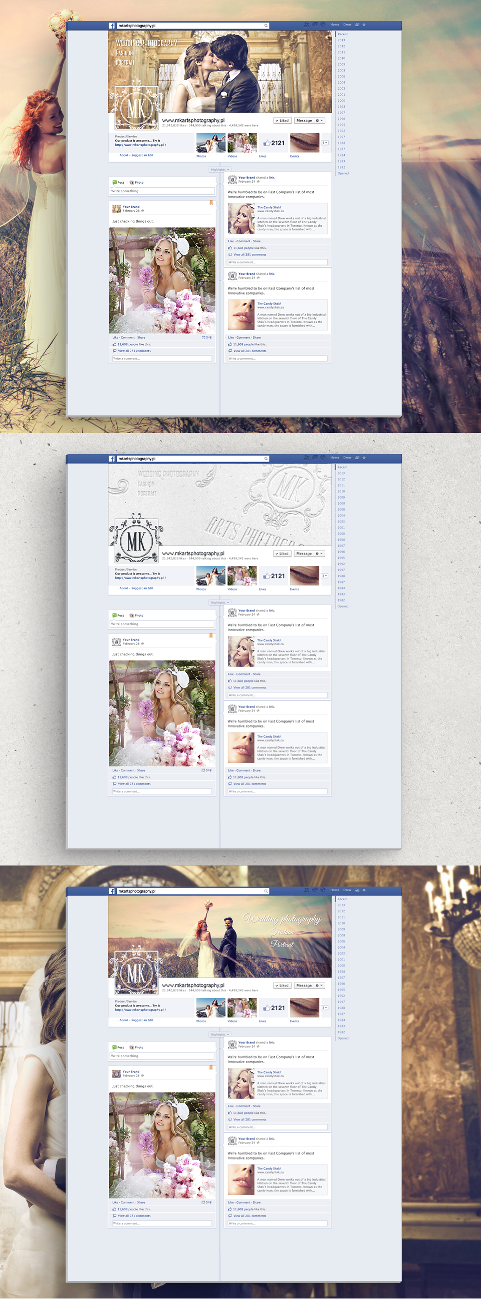 Projekt grafiki na profil na Facebook: tło i awatar dla fotografa.