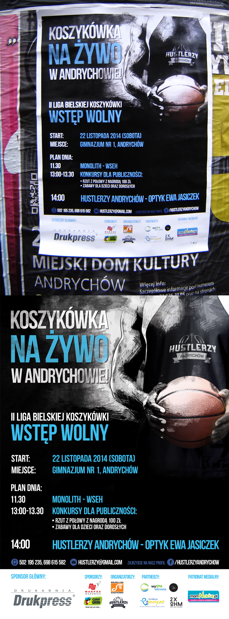 Plakat na zawody koszykarskie dla zespołu sportowego.