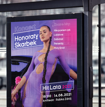 Projekty plakatów, ulotek, banerów i biletów na koncert dla czołowej artystki wykonującej muzykę pop.