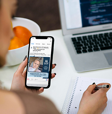 Projekt logo, grafik na Facebook i przygotowanie treści postów dla firmy, która zajmuje się księgowością dla firm.