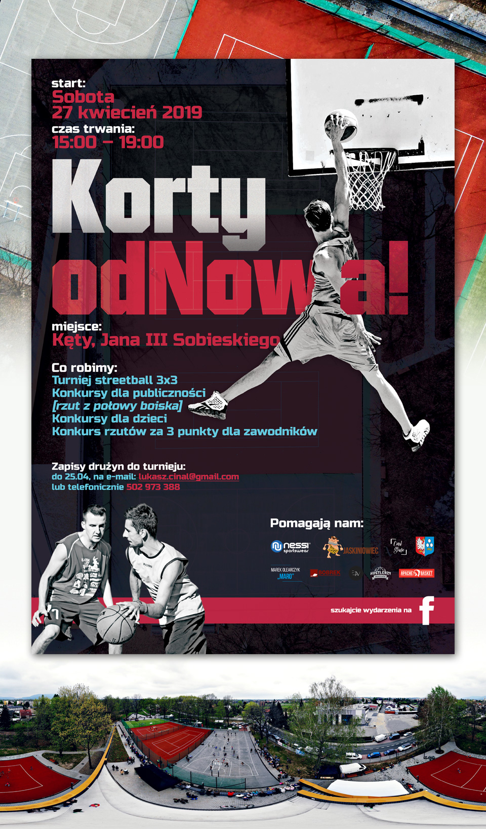 Projekt plakatu na wydarzenie koszykarskie - Korty od nowa.