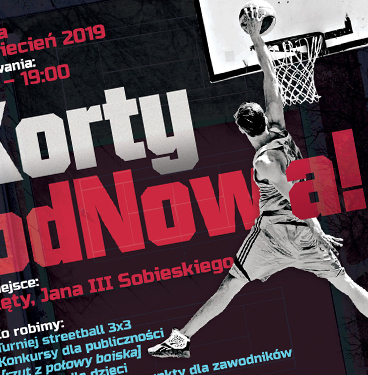 Projekt plakatu na wydarzenie koszykarskie - Korty od nowa.